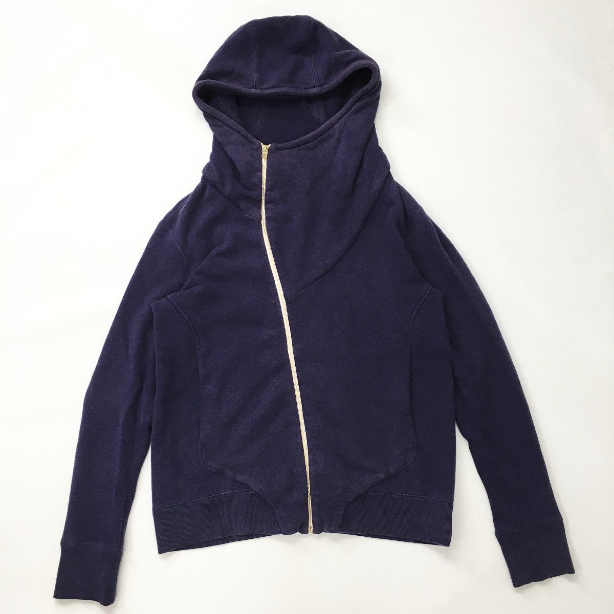 hatra◇アシンメトリージップパーカー/M/コットン/グレー/無地 hatra◇アシンメトリージップパーカー/M/コットン/グレー/無地