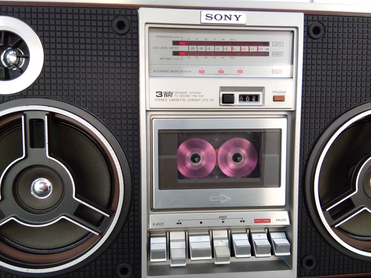 SONYラジカセretroステレオ,ジルバップV1＊動作品＊,70年代レトロ,整備品ラジオもカセットも使えます