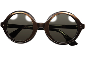 French Mid Century なOLDモード感とシックな色使い1960sフランス製デッド FRAME FRANCE ラウンド サングラス 丸眼鏡 黒ベース BROWN SILK