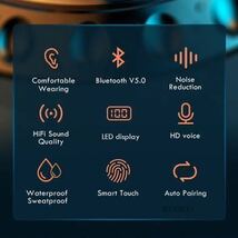 即決!新品#Bluetoothイヤホン スポーツ 防水 タッチ制御 ワイヤレスヘッドセット イヤフォン 電話 大容量 モバイルバッテリー _画像7