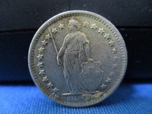 スイス１／２フラン銀貨☆1960年／ヘルヴェティア／アンティークコイン／シルバーコイン／美品／s606-2