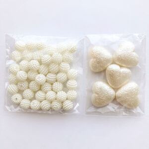 【一点限り★】ハンドメイド資材*ビーズ*材料*樹脂パール*ハート*コットンパール風