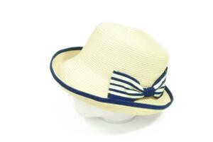 BUS・STOP*大人気 新品 かわいい マリン風 ボーダー りぼん ブレード ハット 麦わら帽子 サイズ調整可能 UV対策 天然素材 HAT 帽子 iv