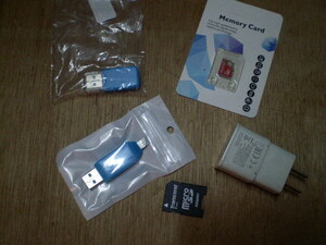 32GB マイクロSD TF SDカード 100V→USB マイクロSD→USB 2in1USBアダプター 5点セット SD→type-C 送料込み