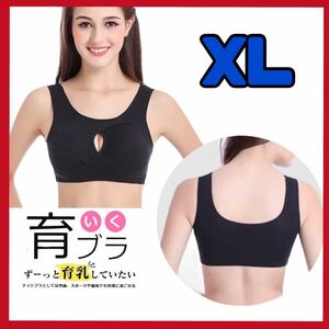 ナイトブラ 黒 ノンワイヤー XL ブラック バストアップ ブラジャー 育乳 美胸 スポブラ