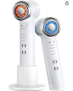 EMS 超音波美顔器 温冷美顔器 イオン 多機能 USB充電式 温冷美容器 自宅用 日本語取扱説明書付き 男女用 ホワイト 美容器