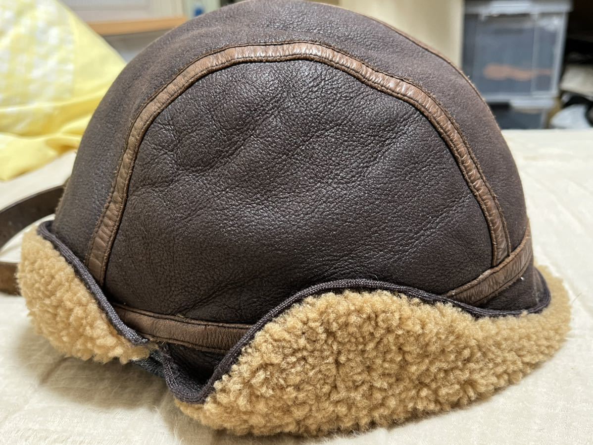 新品*RRL*シアリングファーレザー パイロット フライトキャップ*M
