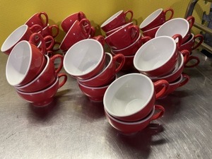 ◇Ｈ3◇コーヒー/スープカップ35客◆赤カップ◇陶器◇飲食店◆バイキング◆ビュッフェ◆食器◇中古◇