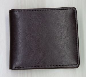 二つ折り男性財布、メンズウォレット小銭入れ、牛革、新品、当日発送、チョコ色