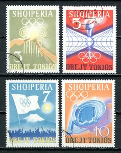 ∞アルバニア　1964年　東京五輪　SC#730~33　使用済み　4種完