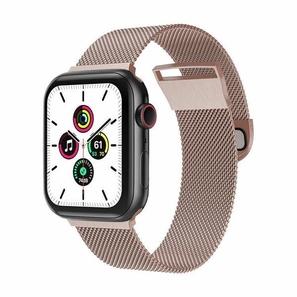 ローズ　38/40/41mm Apple Watch用 バンド ステンレス製 長さ調節 強力な磁気クラスプ付き バンド Apple Watch Series 7/6/5/4/3/2/1に対応