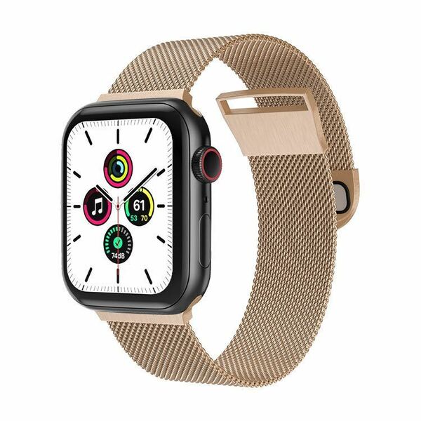 ゴールド 38/40/41mm Apple Watch用 バンド ステンレス製 長さ調節 強力な磁気クラスプ付き バンド Apple Watch Series7/6/5/4/3/2/1に対応