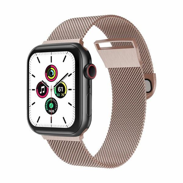 ローズ　42/44/45mm Apple Watch用 バンド ステンレス製 長さ調節 強力な磁気クラスプ付き バンド Apple Watch Series7/6/5/4/3/2/1に対応