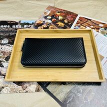 【田中革具】 訳あり 青×黒 ★ カーボンレザー 長財布 ラウンドファスナー ロングウォレット 牛革 メンズ 財布 革財布 1円 一円 新品_画像3