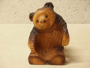 0620295a【木彫り 熊 ボトルスタンド 置物 昭和レトロ】高さ13cm程度/中古品