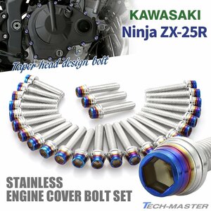 ニンジャ ZX-25R Ninja エンジンカバー クランクケース ボルト 26本セット ステンレス製 シルバー×焼きチタンカラー TB8431