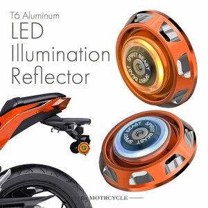 汎用 LED リフレクター イルミネーション ブルー発光 アンバー発光 アルミ削り出し オレンジ 2個セット FZ320-O