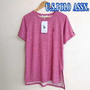 【新品】U.S.POLO ASSN. 半袖 チュニック Tシャツ LL ピンク 吸水速乾 接触冷感 UV対策 トップス レディース
