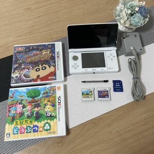 ★完動品 任天堂 ニンテンドー3DS ホワイト カセット どうぶつの森 クレヨンしんちゃん 3DS本体 Nintendo