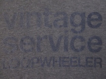 日本製 ループウィラー 前V フロッキープリント ラグラン LVS 半袖 スウェット L グレー系 LOOPWHEELER VINTAGE SERVICEトレーナー Tシャツ_画像5