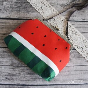 がま口ショルダーバッグ*スイカ*ハンドメイド