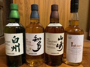 サントリー 山崎、白州 、知多、イチローズモルト ホワイトラベル 国産ウイスキー4本セット