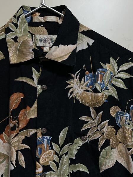 美品 CAMPIA コットンアロハシャツ S 黒