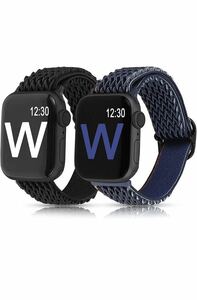 アップルウォッチ バンド42/44/45mm Apple Watch SE/7/6/5/4/3に対応 Apple Watchナイロン製弾性バンド スポーツバンド　2本　男女兼用