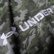 新品 正規品 サイズXL UNDER ARMOUR アンダーアーマー 上下セット カ－キ－ 迷彩 カモ HEATGEAR 半袖Tシャツ ハ－フパンツ_画像2