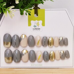 ネイルチップ★20個セット★商品#007(ハンドメイド)#グレーネイル#シックなデザイン 付け爪