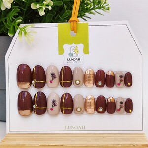 ネイルチップ★20個セット★商品#005(ハンドメイド)チョコレートカラーネイル