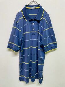 【美品】　adidas golf　アディダスゴルフ　半袖ゴルフシャツ　メンズ　Lサイズ　ブルー　ドライ素材　夏用　テーラーメイド　刺繍ロゴ