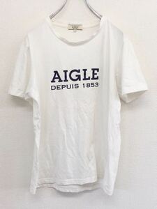 AIGLE　エーグル　半袖Tシャツ　ホワイト　メンズ　Mサイズ　ビッグロゴ　ラコステジャパン　Polygiene