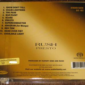 RUSH ラッシュ / PRESTO 2014年発売 Audio Fidelity社 Hybrid SACD 輸入盤の画像2