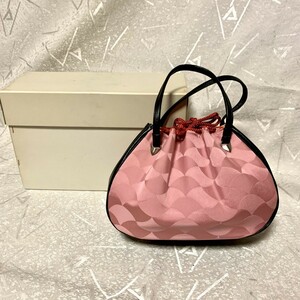 [ не использовался ] мешочек / кошелек традиционная японская сумка розовый × кожзаменитель заказ товар японский стиль симпатичный retro * чайная церемония чай . и т.п. .