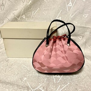 [ unused ] pouch / purse Japanese clothing bag pink × imitation leather order goods Japanese style pretty retro * tea ceremony tea . etc. .