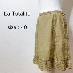 [La Totalite] La Totalite trapezoid skirt midi knees height side Zip 