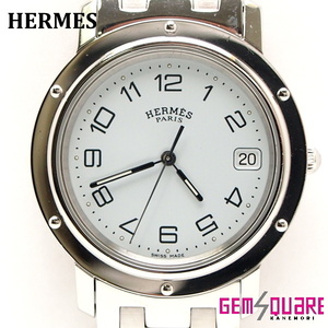 【値下げ交渉可】エルメス クリッパー SS クォーツ 白 デイト メンズ 腕時計 CL6.710 中古【質屋出店】