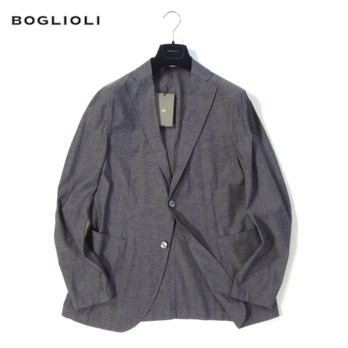 【定価10.7万・新品・48】 BOGLIOLI（ボリオリ）OG052J ウールコットン シングル3Bジャケット グレーソリッド アンコンストラクテッド