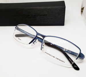 PORSCHE DESIGN 正規品 眼鏡フレーム メガネ P8721-E 54□ ネイビー ブルー 青 ハーフ チタン 軽量 日本製 メンズ