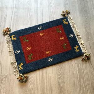 高級手結び絨毯 GABBEH ギャッベ 40×60cm ウール 玄関マット おしゃれ カーペット 絨毯 ハンドノット ギャベ ラグ 段通 キリム 52