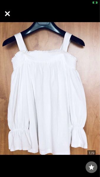美品 GU☆ジーユー 白色★肩見せ7分袖カットソー ☆ベルスリーブM 2way