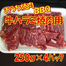 牛肉 焼き肉 焼肉 ハラミ BBQ バーベキュー 牛ハラミ焼肉用1ｋｇ（250ｇｘ４パック）_画像1