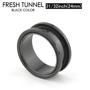 フレッシュ トンネル ブラック31/32インチ(24mm) BLACK アイレット サージカルステンレス カラーコーティング ボディピアス ロブ 24ミリ┃
