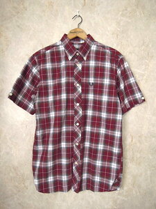 FRED PERRY Bold Check Shirt◆メンズSサイズ/えんじ色/白/チェック/長袖シャツ/ロングスリーブ/コットン/フレッドペリー