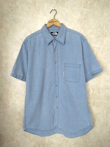 North Face Хлопковая рубашка с коротким рукавом ◆ Мужской размер M / Светло-голубой / Сплошной цвет / На открытом воздухе