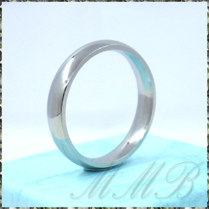 [RING] Platinum Color High Polished Stainless プラチナ カラー ハイ ポリッシュ ステンレス 平甲丸 4mm リング 10号 (2.5g)【送料無料】