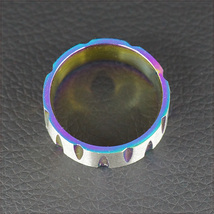 [RING] V Shape Cut Titanium Steel Rainbow V字 カット チタン ヒート グラデーション レインボー 8mm フラット リング 13号 【送料無料】_画像5