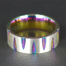 [RING] V Shape Cut Titanium Steel Rainbow V字 カット チタン ヒート グラデーション レインボー 8mm フラット リング 13号 【送料無料】_画像7