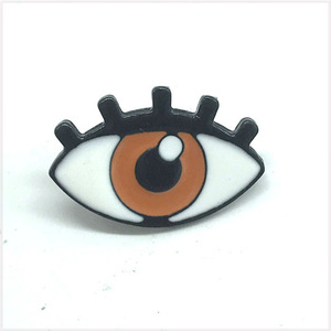 [BROOCH] Lapel Pin Enamel Cute Eye Ball かわいい 目玉 茶色い瞳の目 襟PINS エナメル彩色 メタル ピンブローチ 【送料無料】